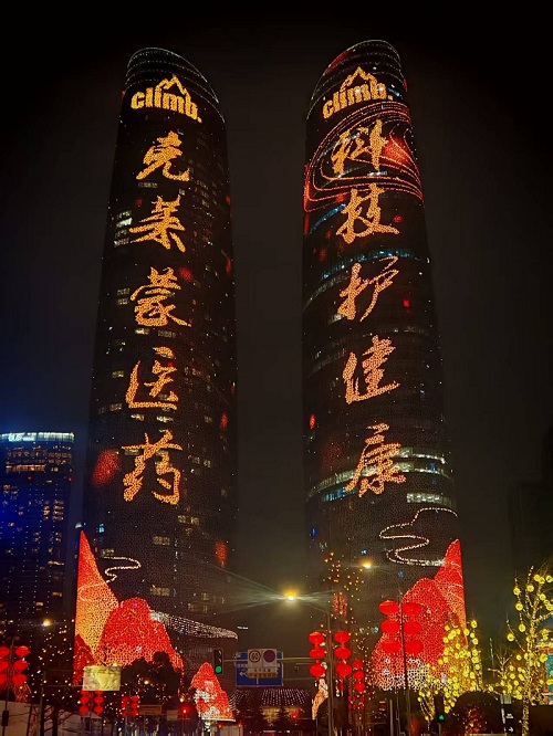双子塔灯光秀宣传语